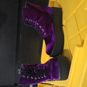 T.U.K Purple Velvet Viva Mondo Boots